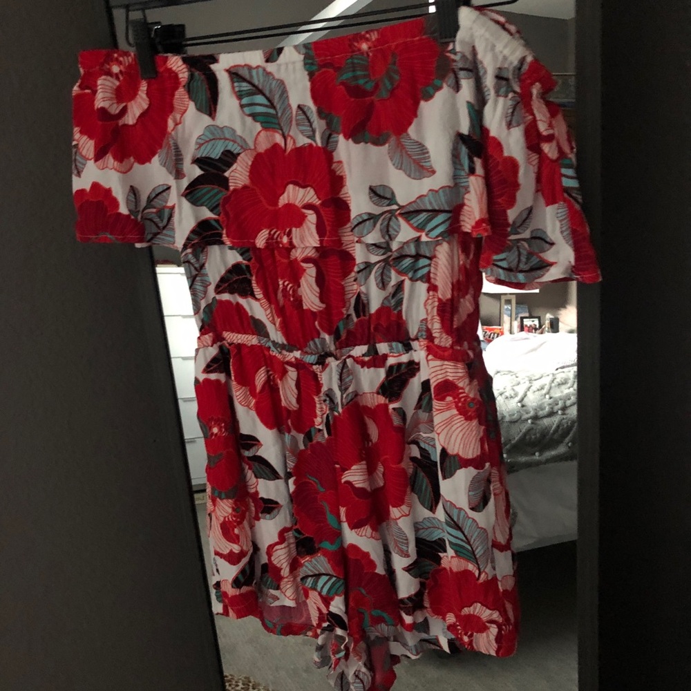 floral off the shoulder romper